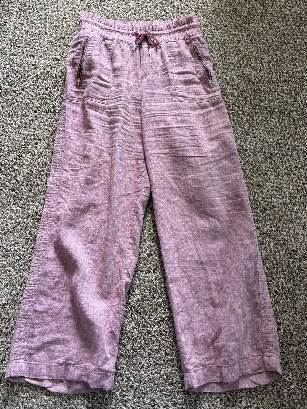 Athleta Women’s dark Pink Wide-Leg Linen Drawstring Pants